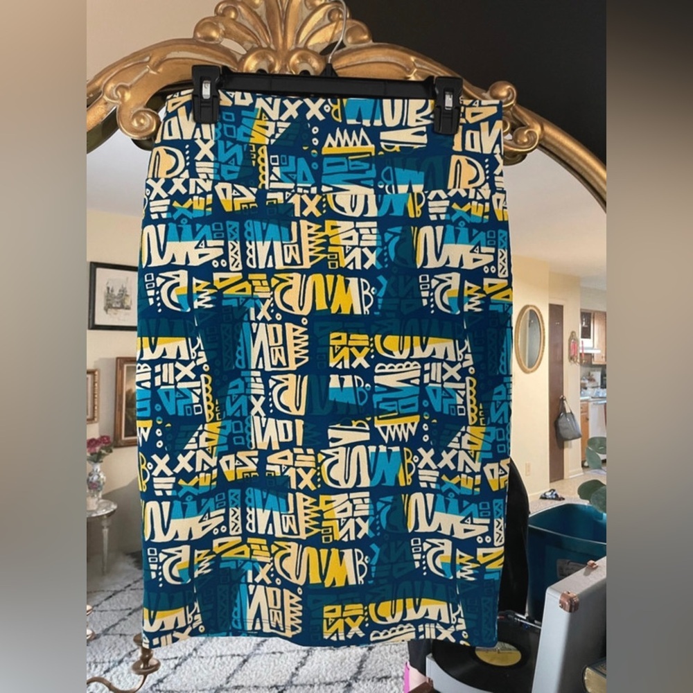 LulaRoe Blue and Yellow Pencil Skirt